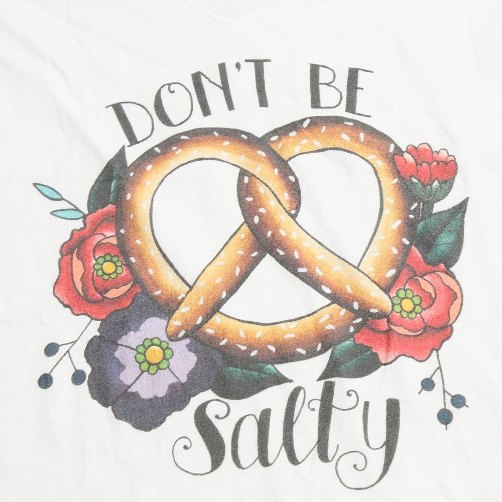 Graphic Tee Top Don’t Be Salty Pretzel V Neck Lar
